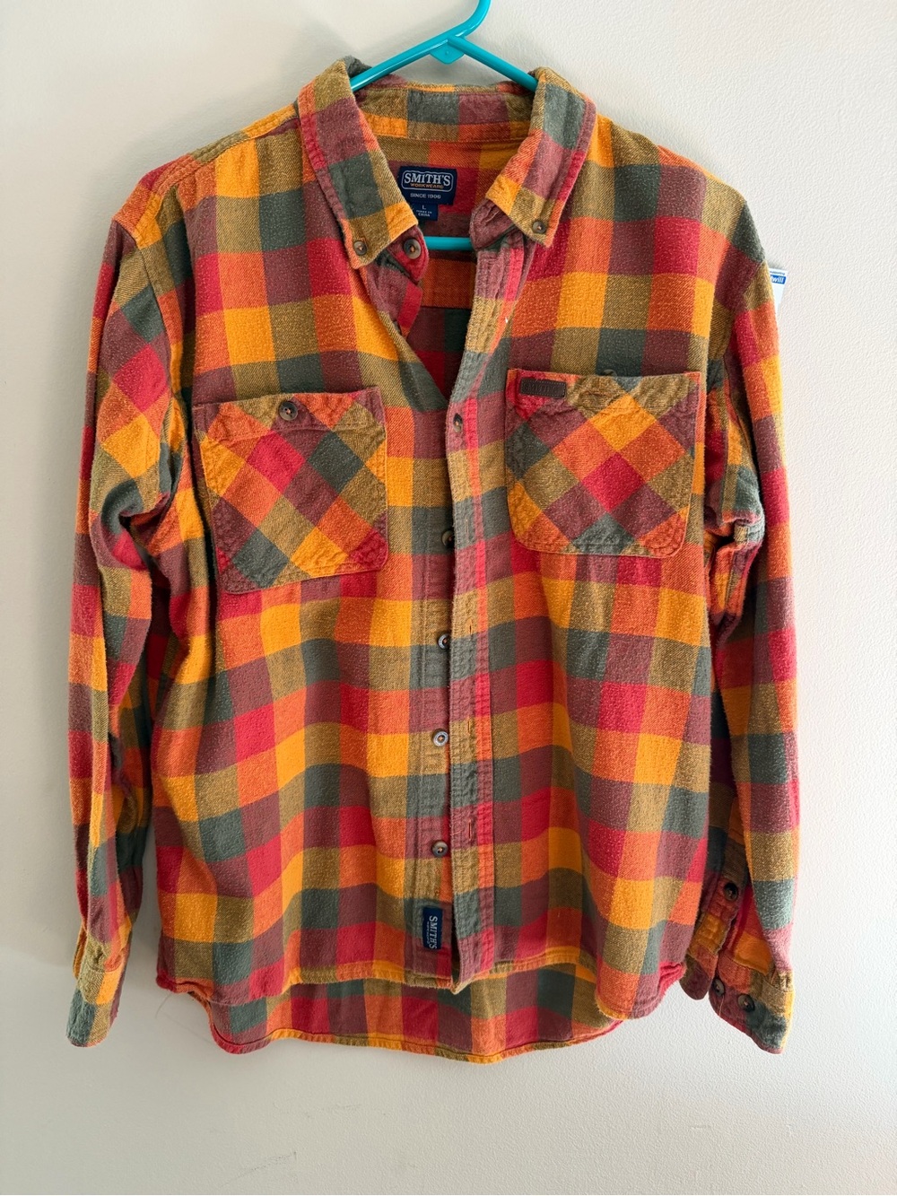 SMITH Orange Multi-Check Flannel Shirt for women